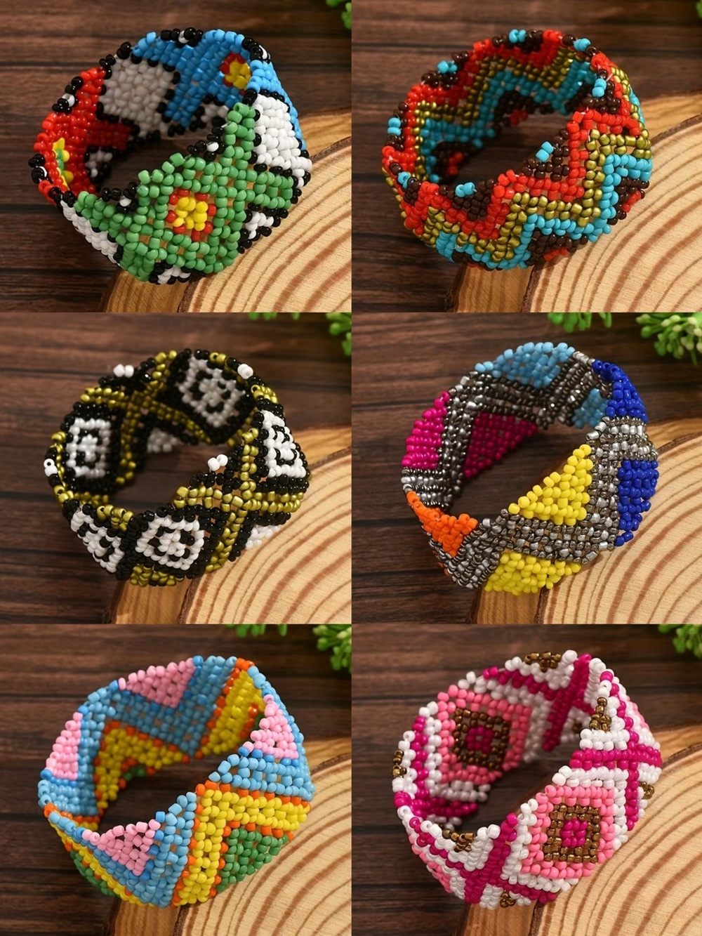 6pcs random bundle Handmade colorful Beaded stretchy boho Bracelets set
